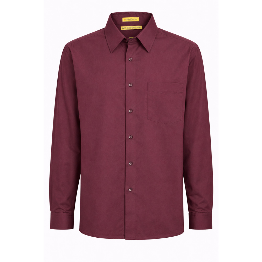 Milano Uomo Men’s Dress Shirt Wine Long Sleeve Button Front Classic Fit 15.5